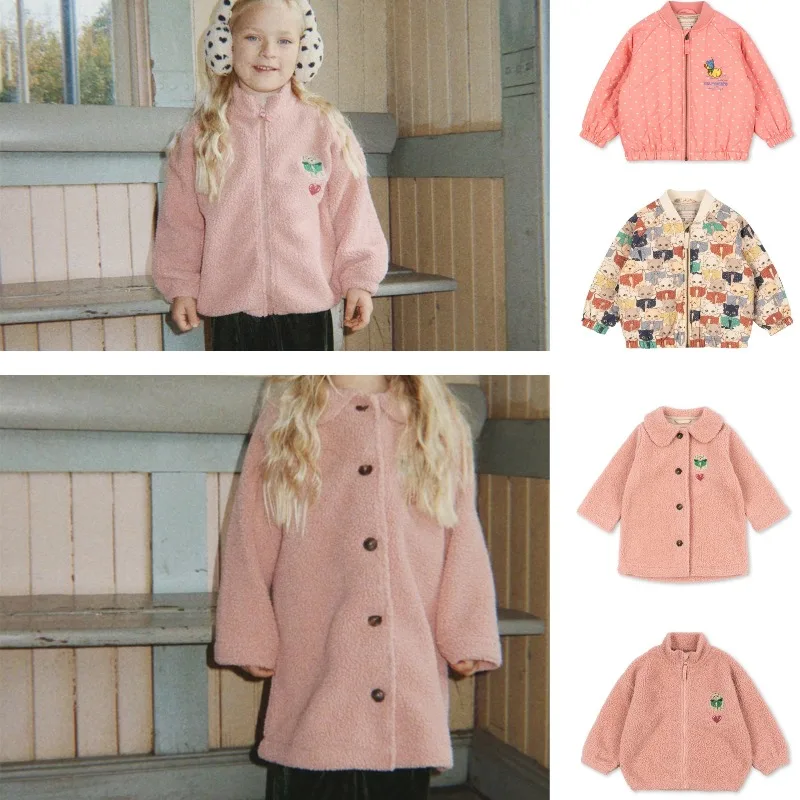 2026 AW KS Kids Cat & Duck All-Over Print Faux Fur Padded Coat – Puppy Embroidery Detail Warm Winter Jacket