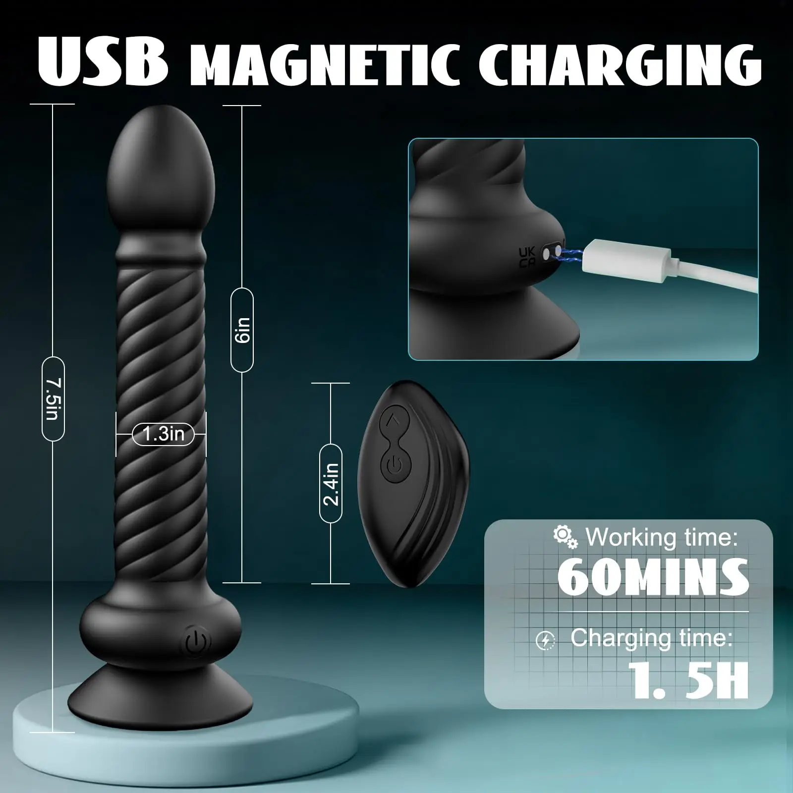 KUSHOR Wriggling Anal Vibrator Male Prostate Massager Vibrating Butt Plug with Remote Control Adult Sex Toys for Men Gay Women 3