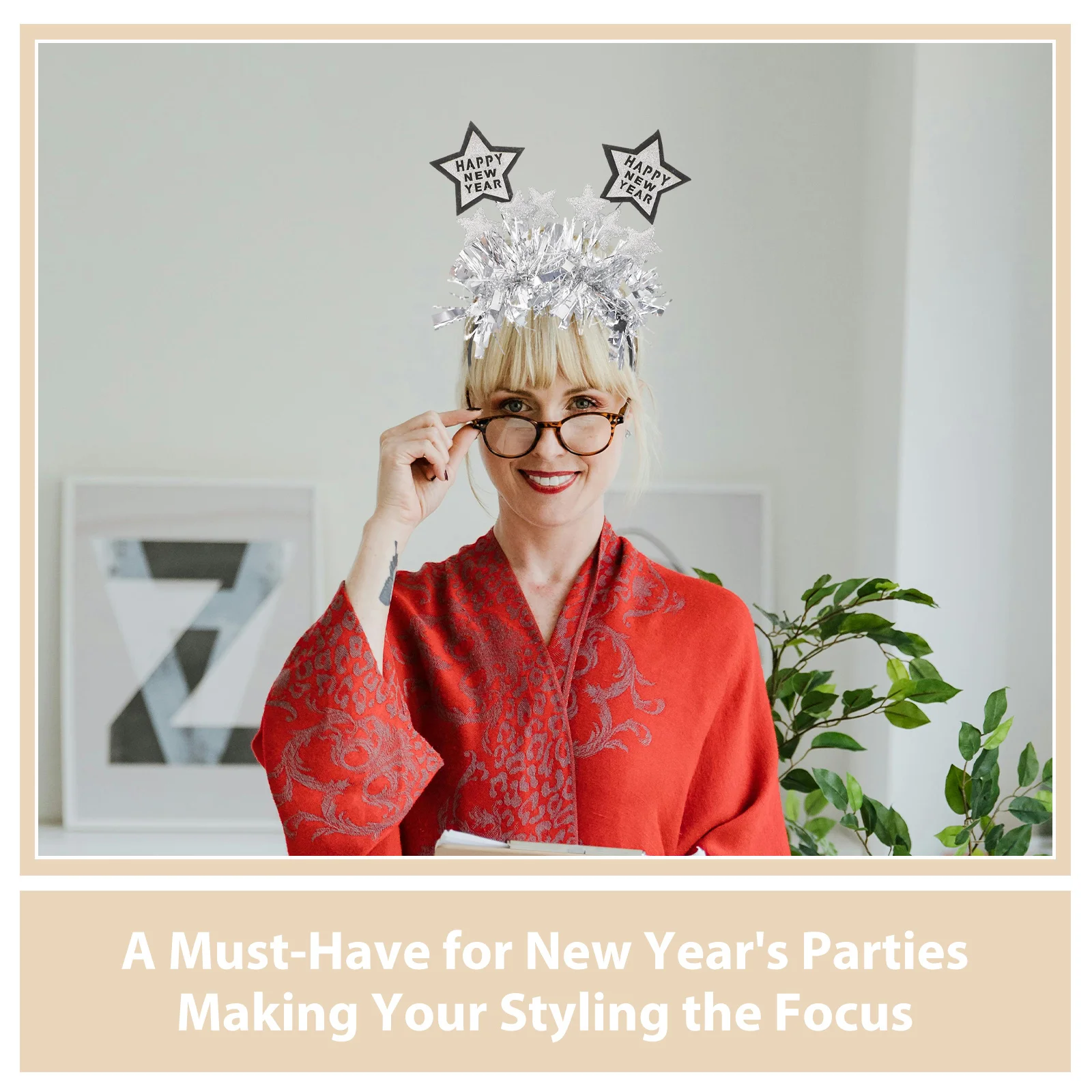 2 قطعة أغطية الرأس السنة الجديدة تصميم نجمة خماسية بهرج خوذة جو احتفالي عطلة الأحداث والاحتفالات