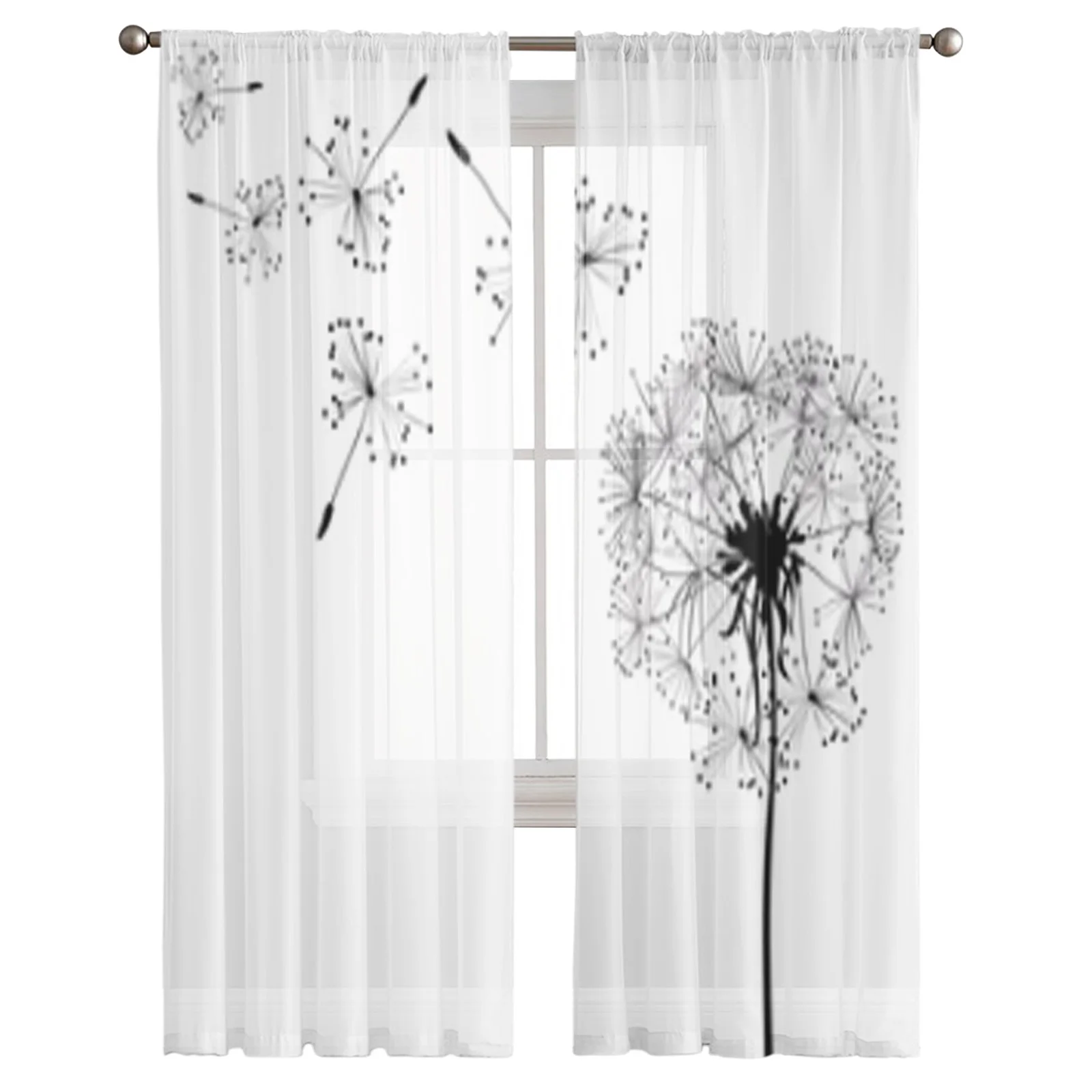 Dandelion In Wind Sheer Curtains For Living Room Bedroom Kitchen Tulle Curtain Home Decorative Sheer Panels