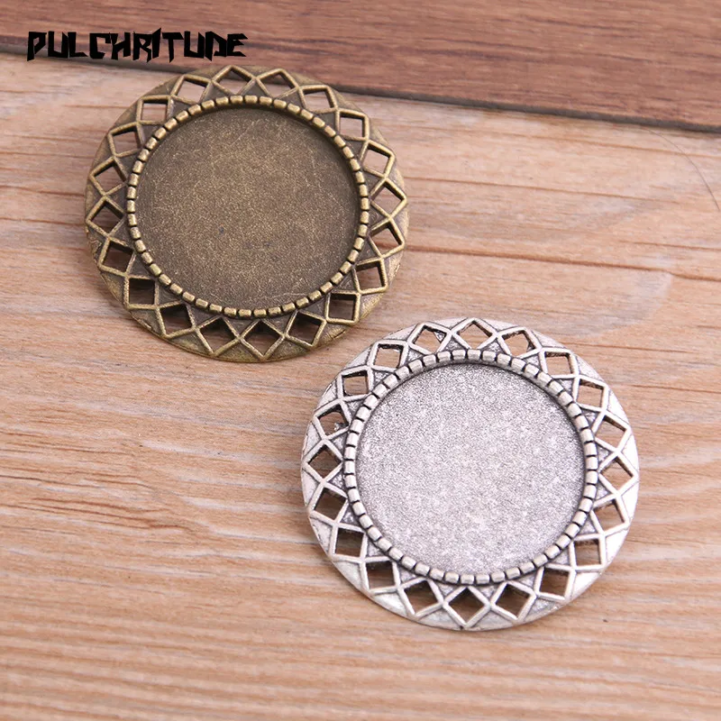 2pcs 25/35mm Inner Size Two Color New Product Punk Round Brooch Cabochon Base Setting Charms Pendant