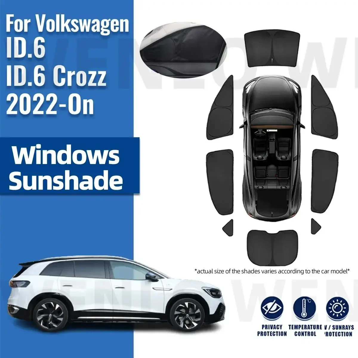 

For Volkswagen VW ID.6 ID.6 Crozz 2022-2024 Full Cover Car Sunshade Front Windshield Curtain Rear Side Window Sun Shade Visor