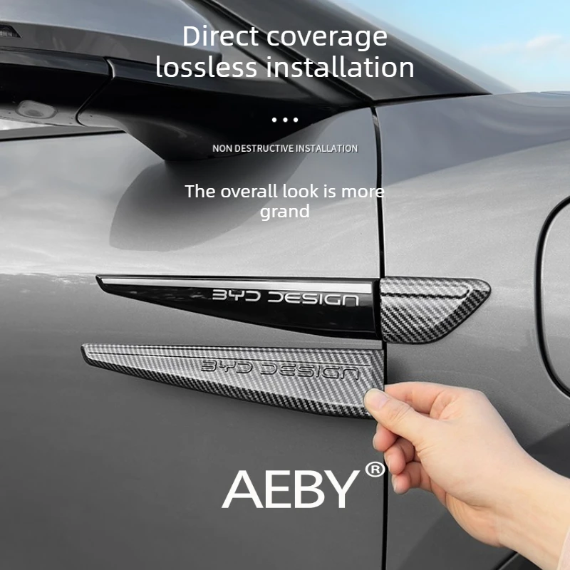 AEBY For BYD Atto 2 2024 Carbon Fiber Fender Side Marker Cover,Car Side Emblem Overlay,Waterproof Exterior Trim,Custom Fit