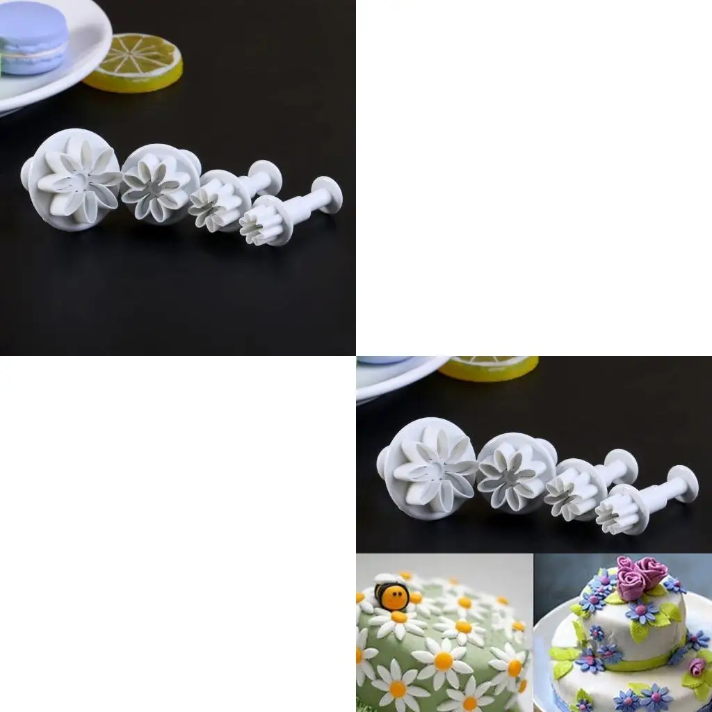 F19B 4Pcs Plastic Cake Mold Set Chocolate Cookie Cutter Fondant Decoration Tool