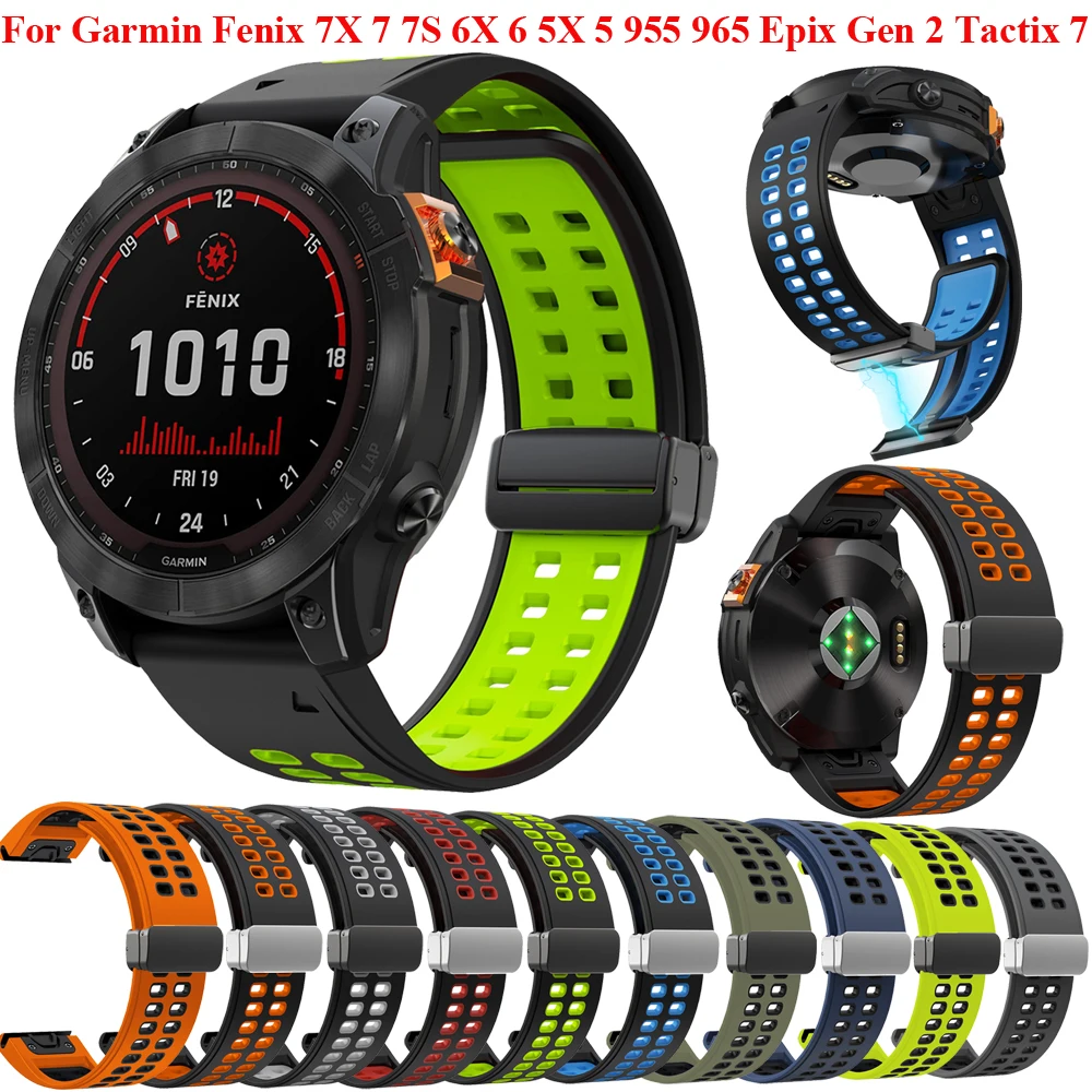 

22 26mm Magnetic Buckle Strap For Garmin Fenix 7 6 5 Gen 2 Epix Easyfit Silicone Wristband For Garmin Fenix 7X 6X 5X 7S 6S Watch