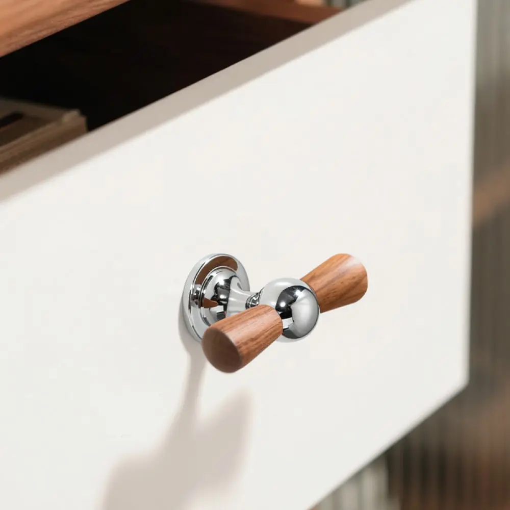 Elegant Walnut Wood Brass Cabinet Pulls Creative Pendant Drawer Knobs Stylish Modern Furniture Hardware For Kitchen Closet