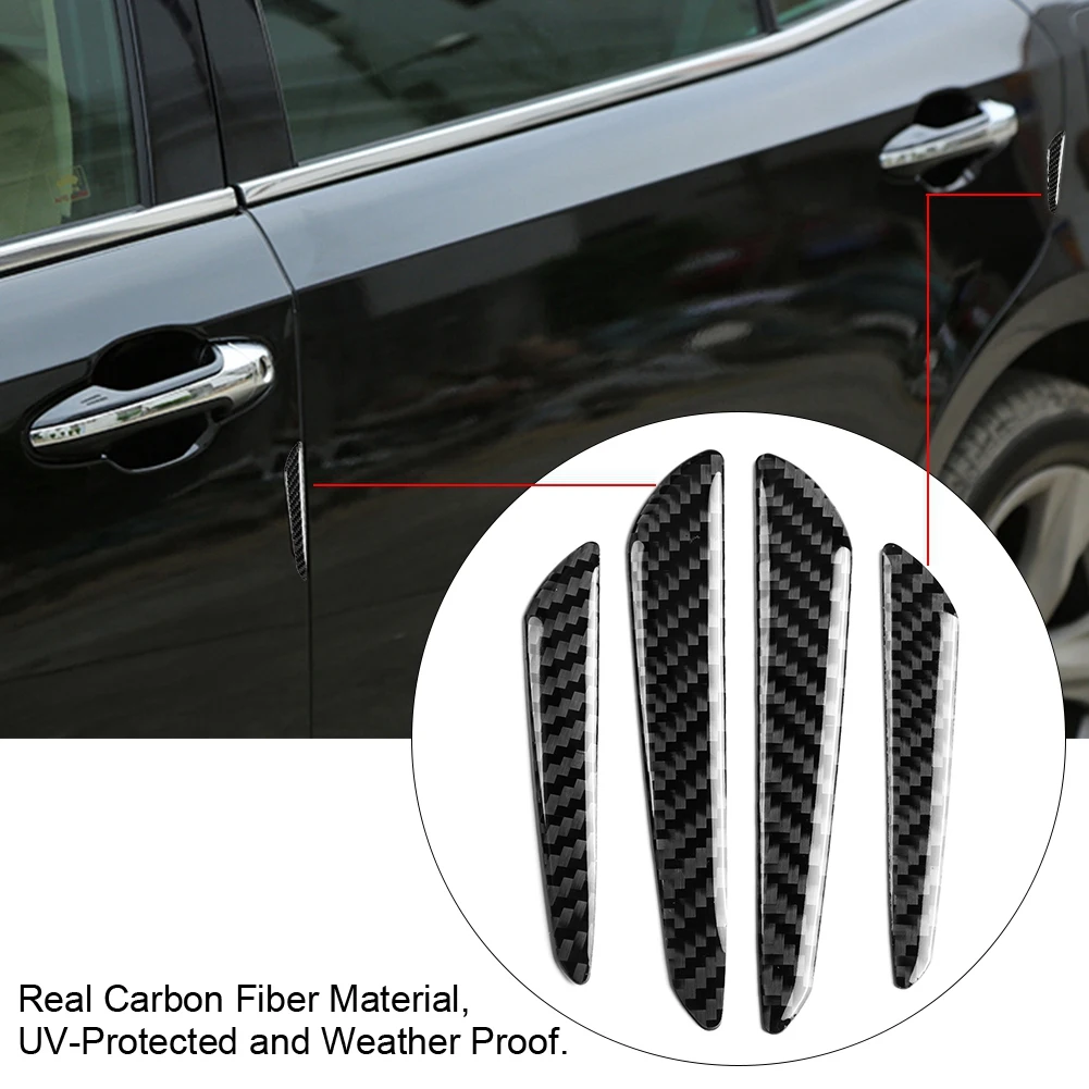 4Pcs Carbon Fiber Door Edge Guard Bumper Protector Strips Trim Cover Car Universal