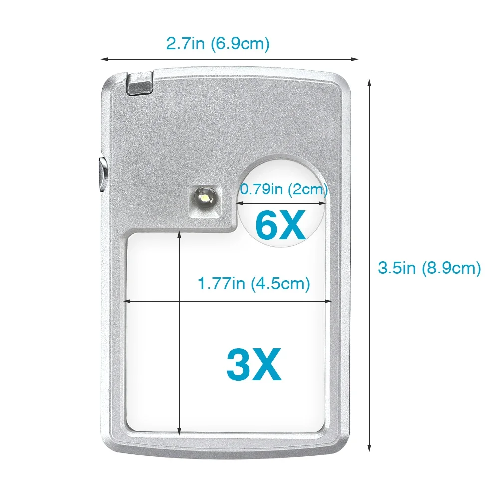 Imagem -03 - Lupa com Luz Led para Joalheiros e Idosos Lendo Mini Lupa de Bolso 6x 3x