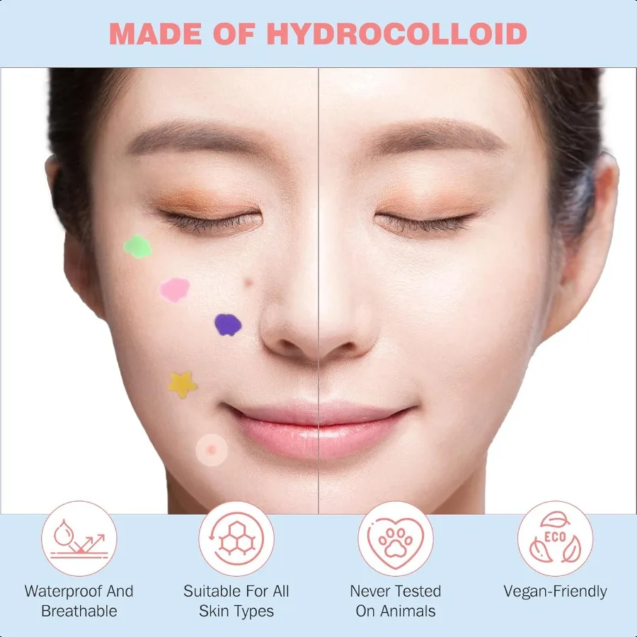 Plasterki na pryszcze na twarz 360 szt. Hydrokoloidowe plasterki na trądzik do zakrywania wyprysków i niedoskonałości, urocze plasterki na pryszcze w kształcie gwiazdek, pielęgnacja skóry twarzy C