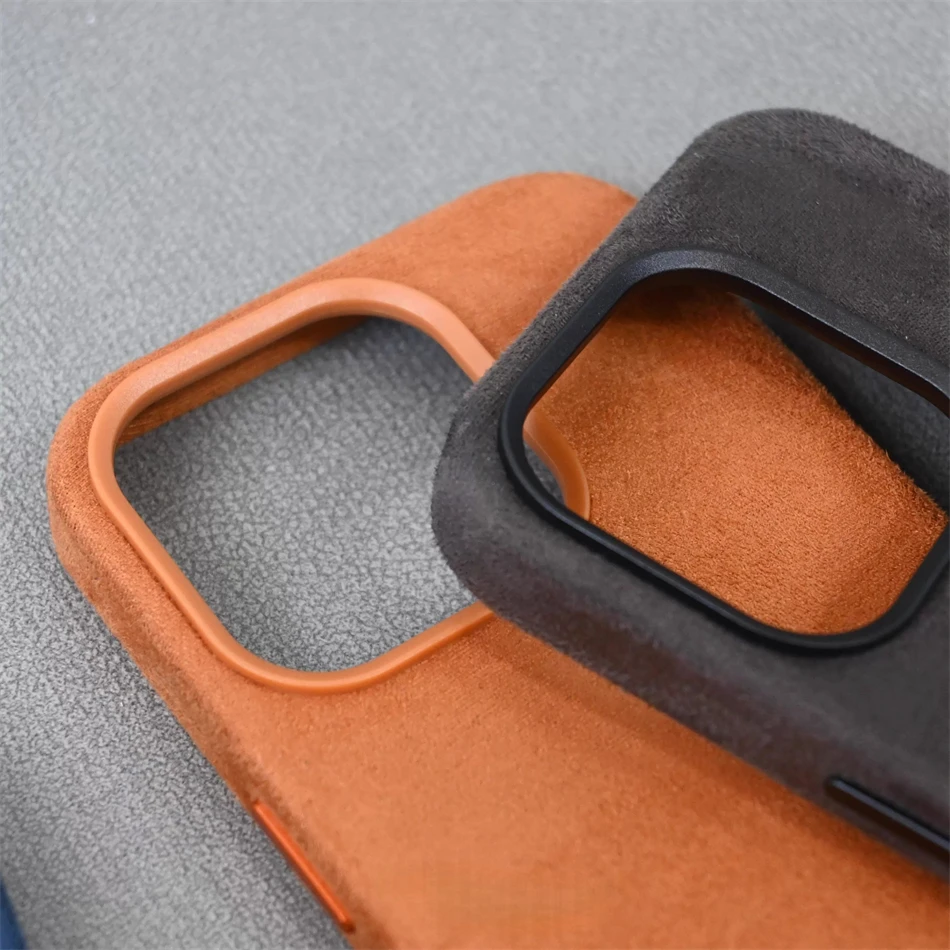 Für Magsafe Advanced Plüsch-Legierungs-Objektivhülle für iPhone 16, 12, 13, 14, 15 Pro Max, magnetische Anziehungskraft, hochwertige importierte Wildlederhülle