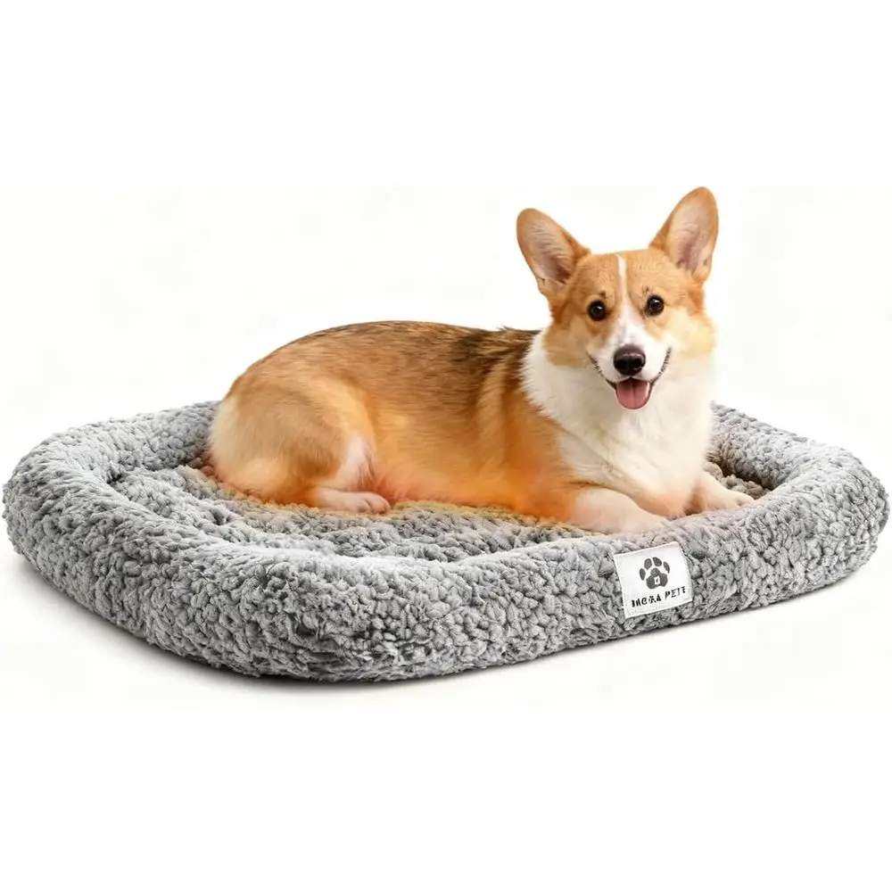 

Греющаяся лежанка для кошек с бортиком и съемным чехлом, из нескользящей термоткани шерпа, серая, 23 дюйма