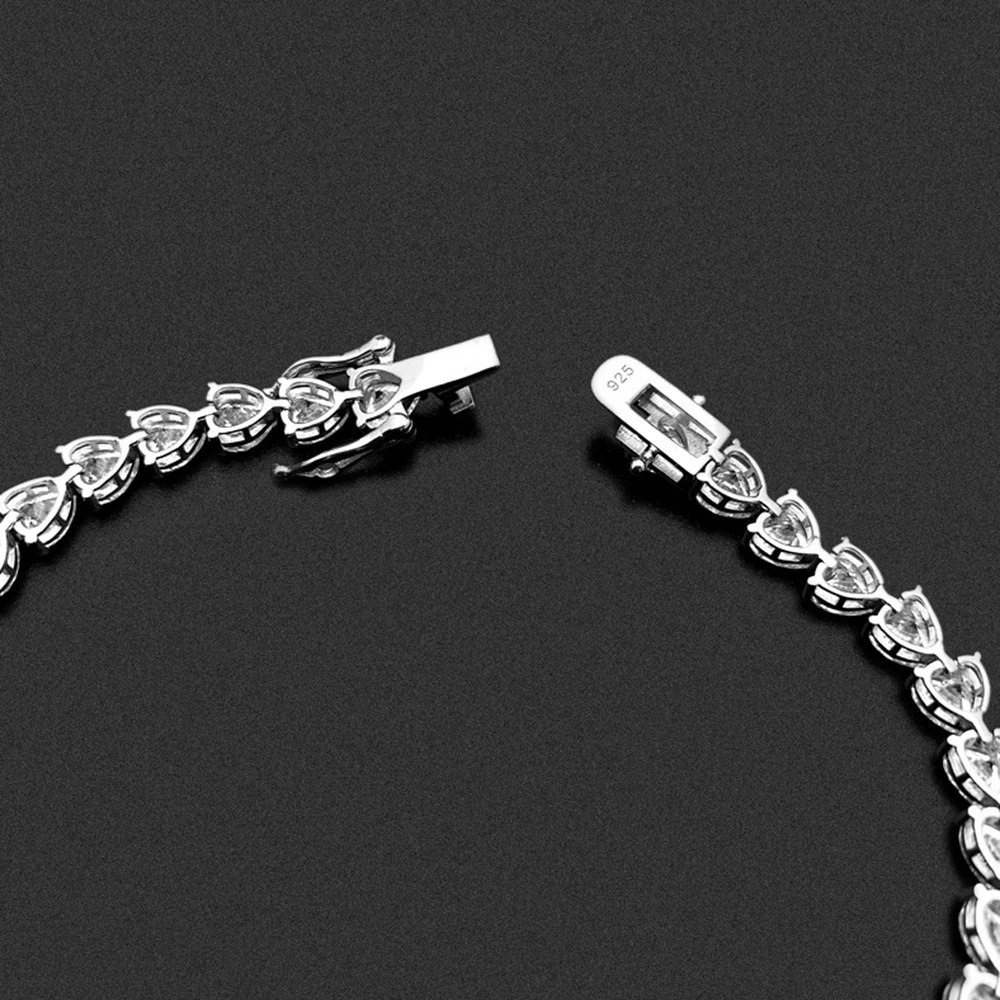 4/5mm Moissanite Heart Tennis Chain Bracelets For Men S925 Silver Real Diamond Hand Chain Women High-End Jewelry Pass Tester