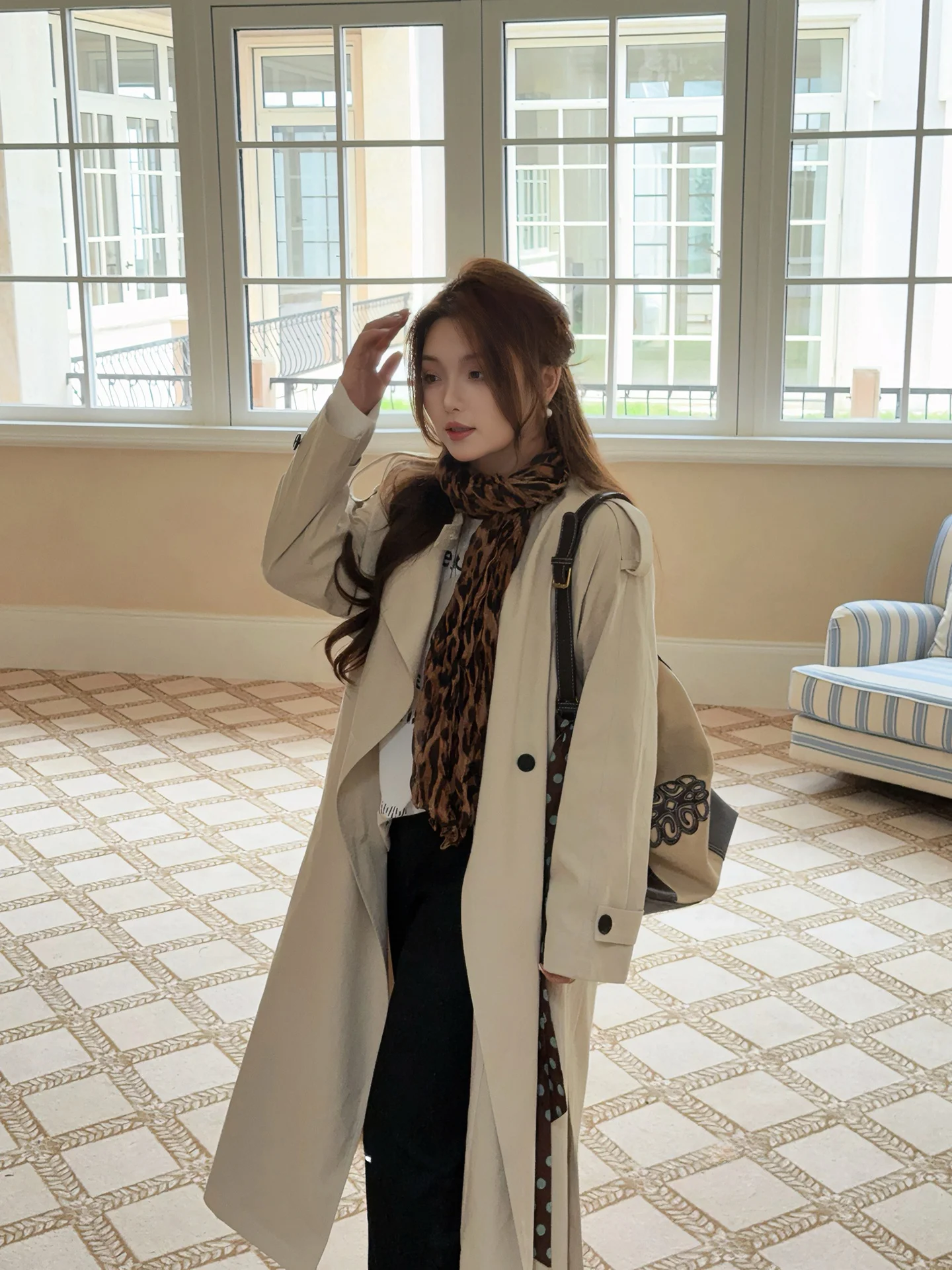 

Женское повседневное пальто большого размера из смесового хлопка цвета хаки в корейском стиле, осенняя новинка, с завышенной талией, свободного кроя