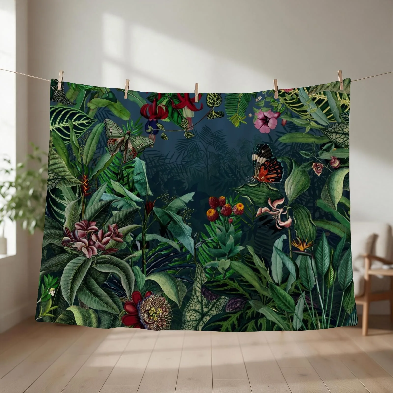 Midnight Rainforest I Throw Blanket couch cozy soft plush fuzzy picnic outdoor blanket