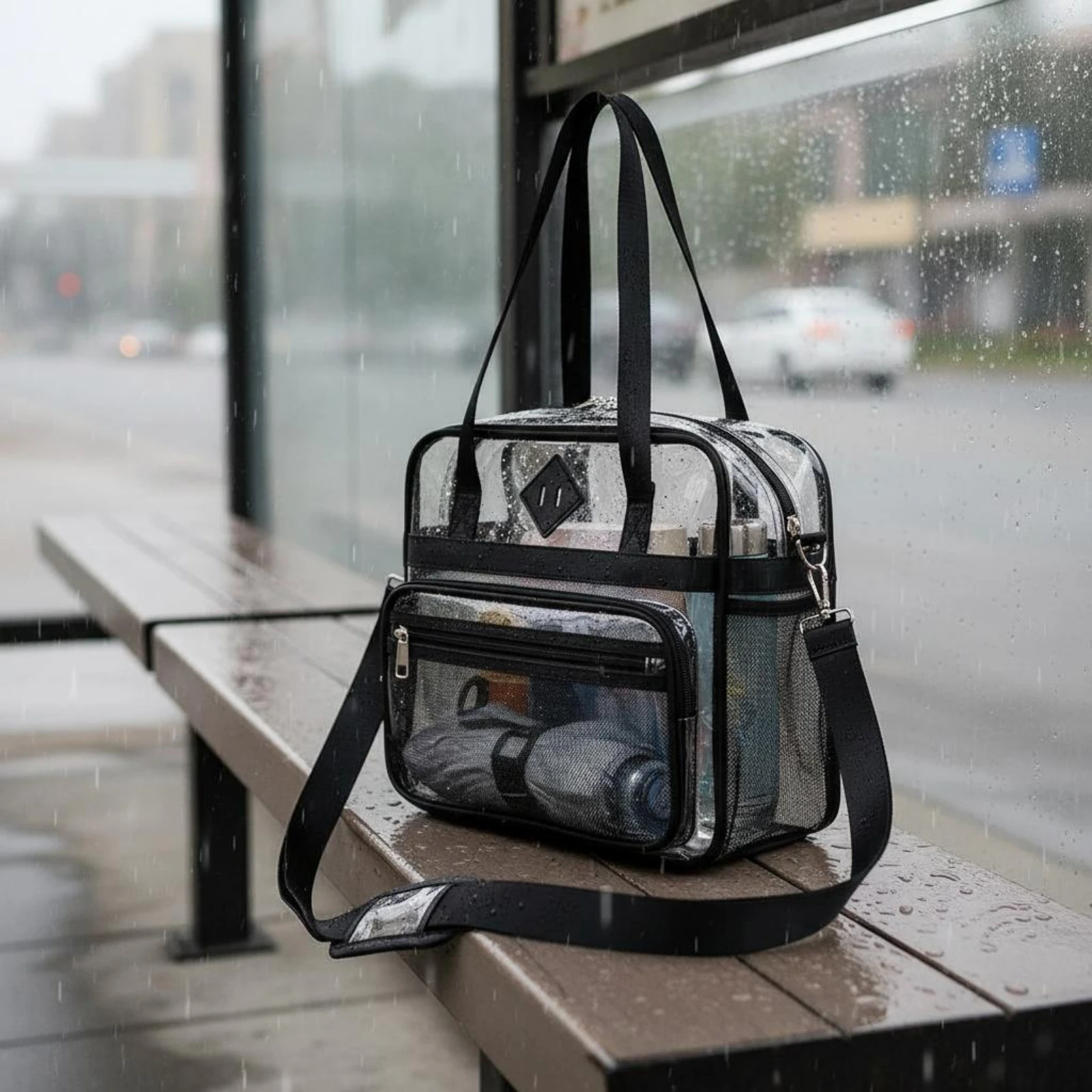 

Clear Backpack Large Capacity Transparent School Bag Clear Shoulder Bag Waterproof Multi-Carry for Teens