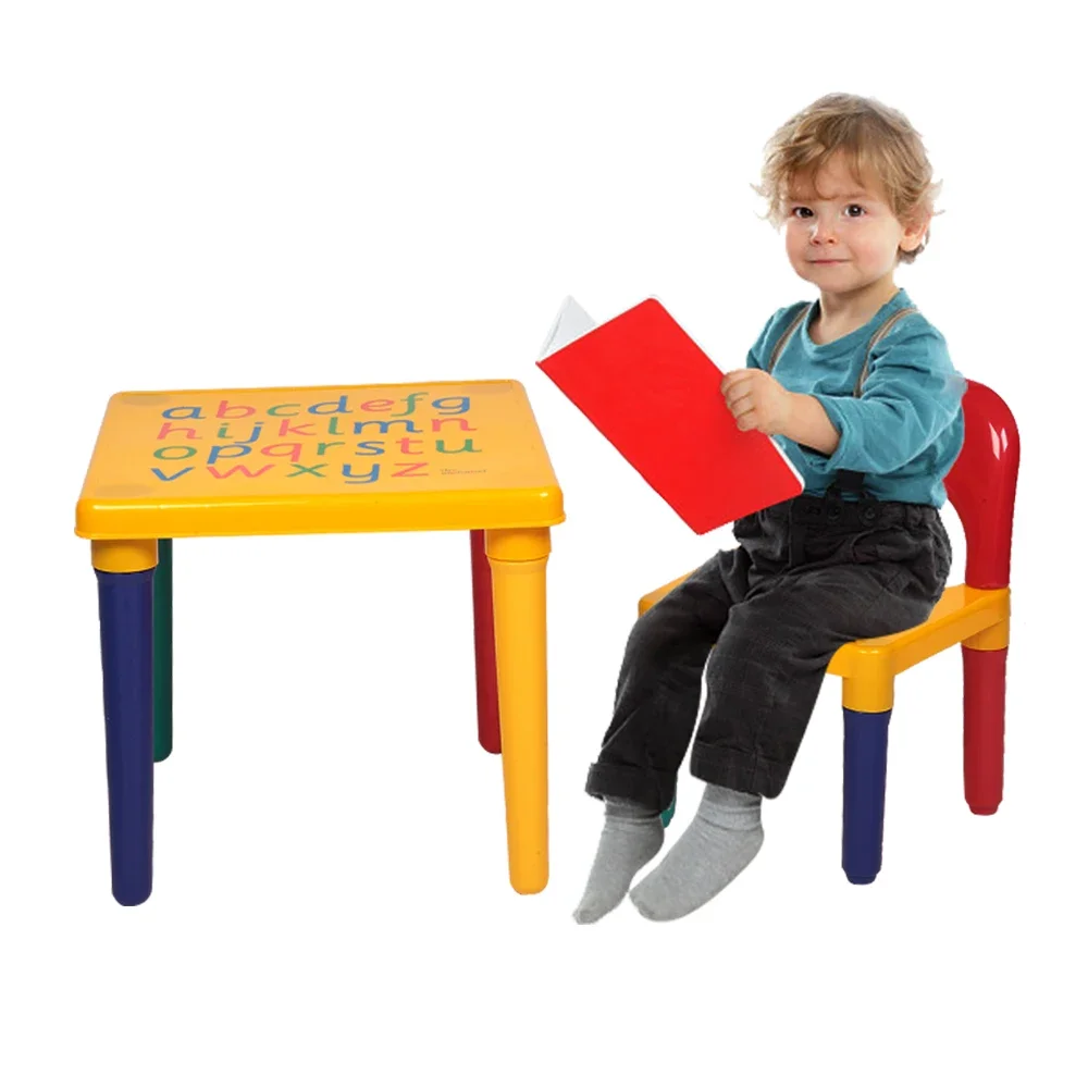 Children Letter Table Chair Set,Kids Table and 1 Chair Set, Alphabet Design, Learn The Letters While Playing, Gift for Toddler