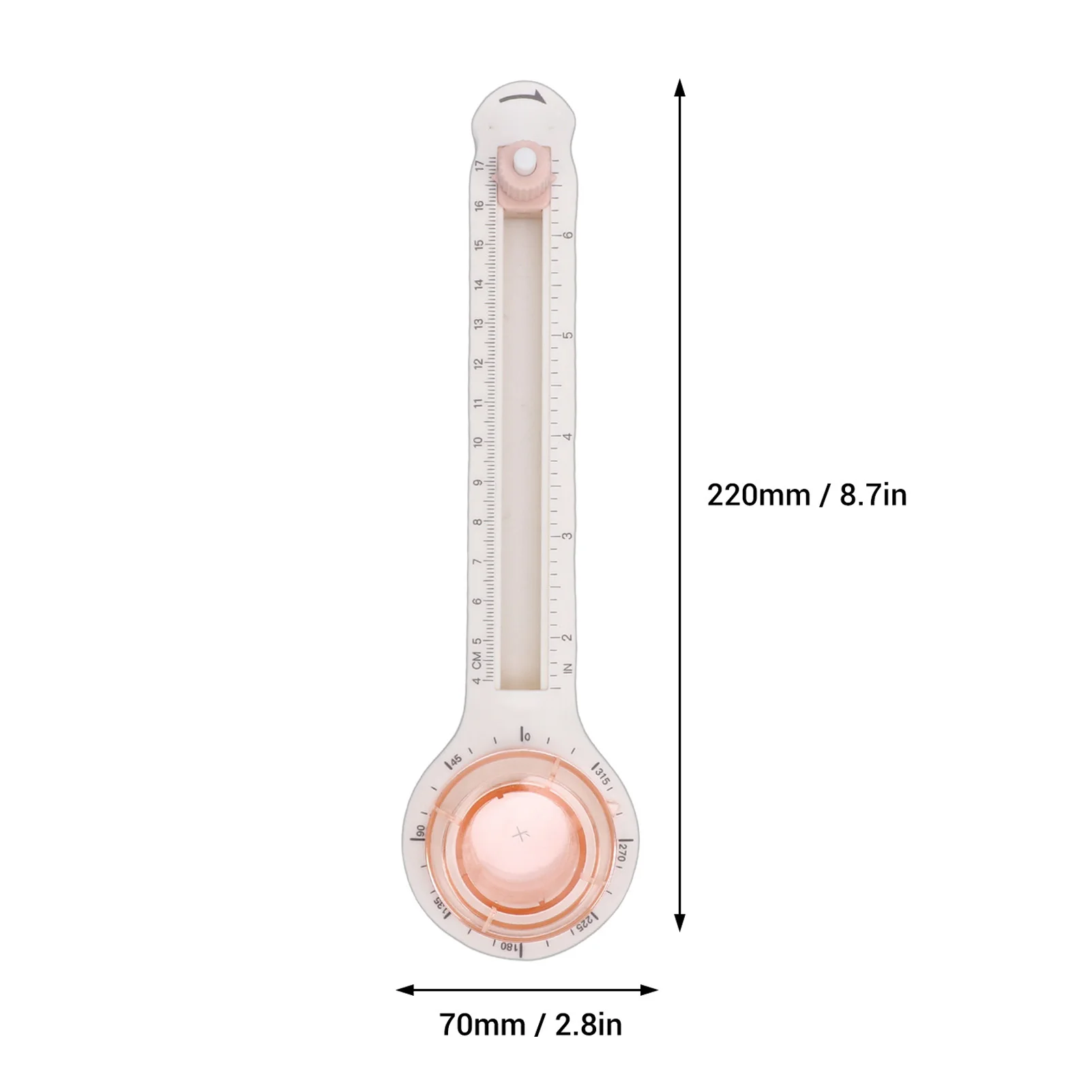 Adjustable Circle Cutter Rotating Circular Ring Cutting Tool for Paper Crafts Scrapbooking 9.4-33cm Range Transparent Pinkish