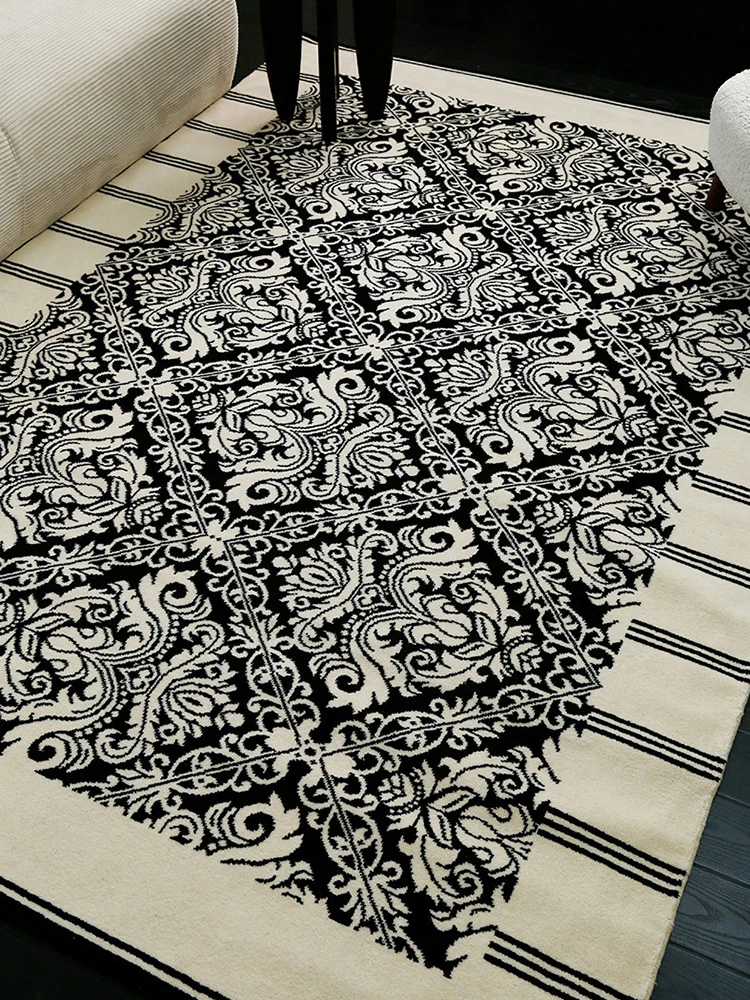 Light Luxury No Glue Carpet Living Room Hand Woven Large Retro Home Area Rug for Bedroom Decor Wool Safety Baby Room Carpet Rug