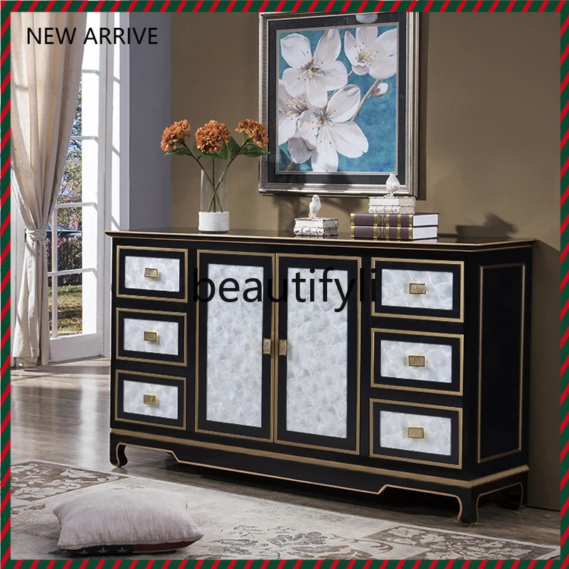 

D2520 New Chinese-style entrance cabinet simple light luxury shell decorative cabinet solid wood