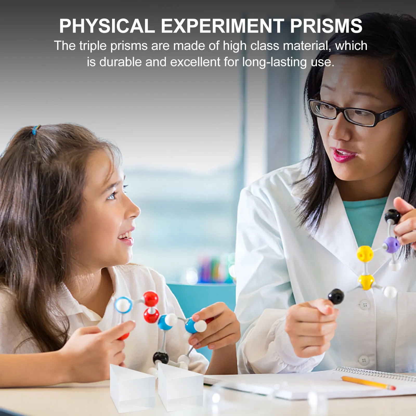 

1Pcs Triple Prisms Optical Triangular Prisms Durable Physics Experiment Teaching Demonstration Spectrum Learning Educational