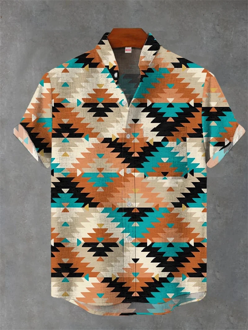 

3d Printed Men's New Short Sleeve Shirt Retro African Tribal Totem Pattern Pop Street Fashion Tops Shirt Vintage Unisex Y2k Tops