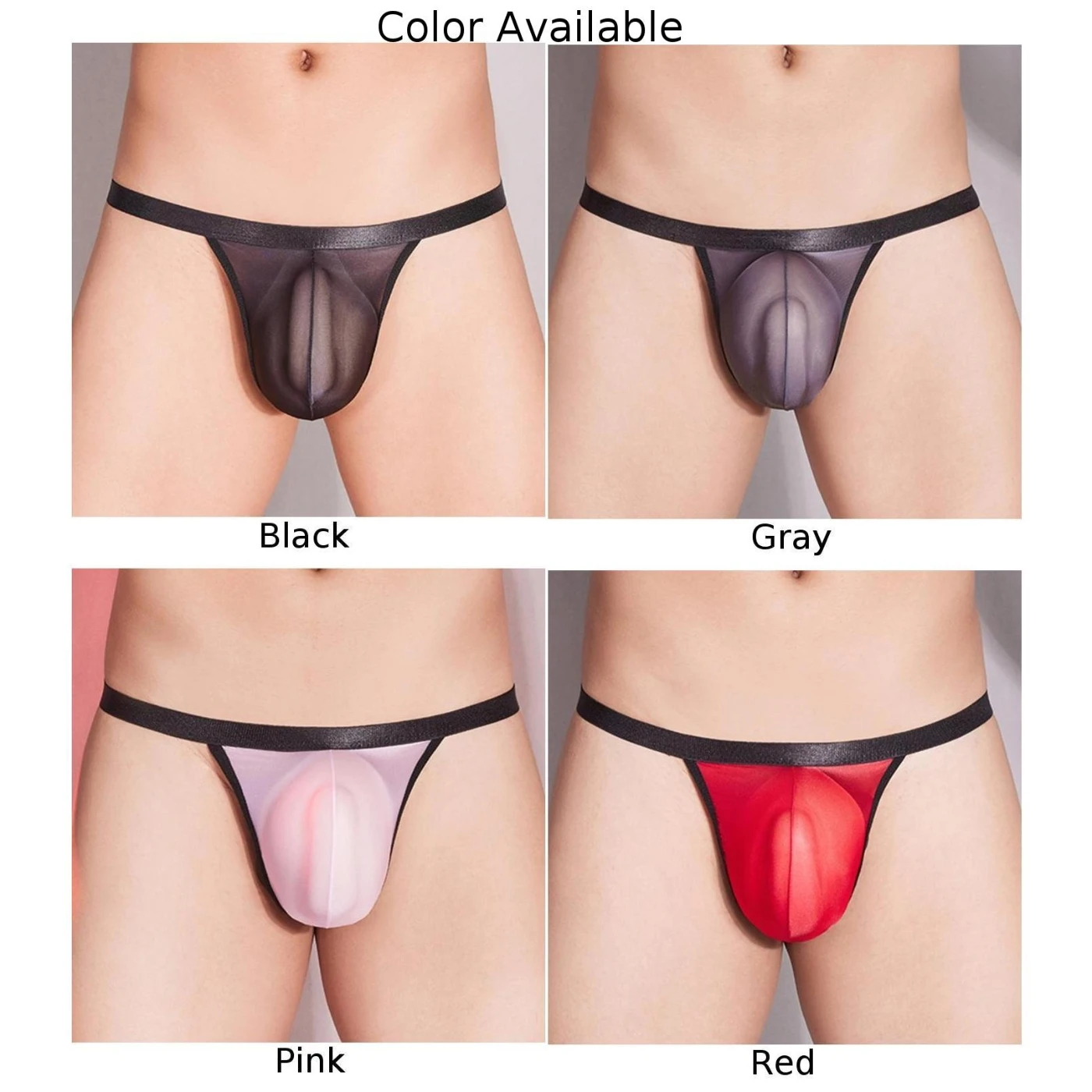 Sexy Mens Briefs Oil Shiny Panties T-Back Bikini Thong Low Rise Underwear Silky Hollow Underpants Exposed Butt Erotic Lingerie