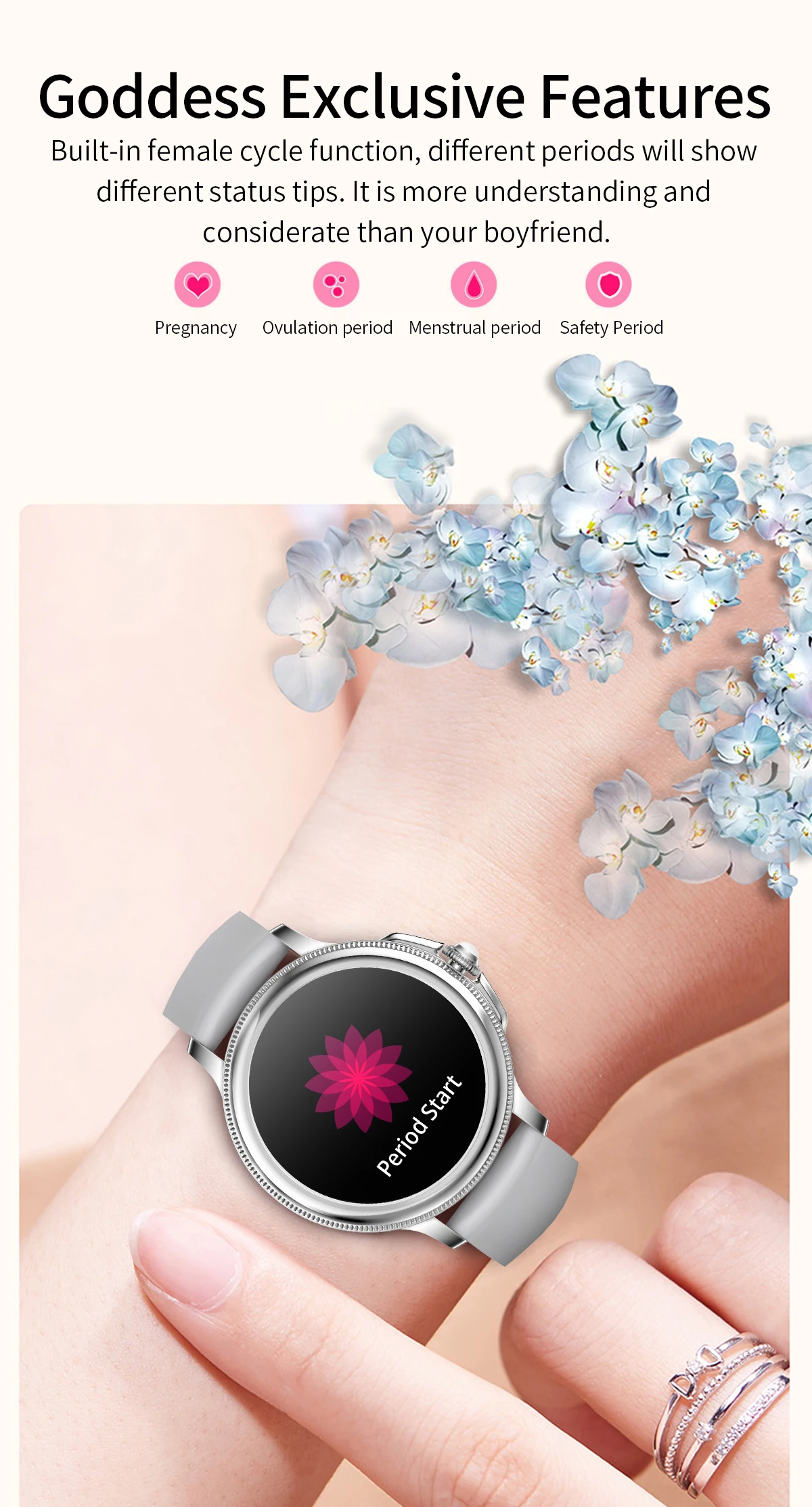 SitopWear-reloj inteligente para mujer, pulsera con pantalla completamente táctil, Bluetooth, llamadas, rastreador de Fitness, Monitor de ritmo cardíaco y sueño