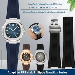 For Patek Philippe Nautilus 5711 5726 5712g Rubber Watchband 25-13m Notch silicone Watch strap Stainless steel Connector adapter