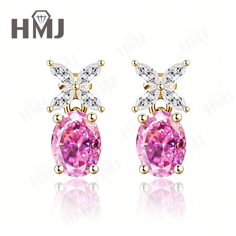 4-Zackige Moissanit-Zirkon-Ohrringe aus 925er Silber, D-Farbe/Rosa/Lila/Granat, Jubiläums- und Verlobungsgeschenk, Edler Schmuck für Sie – Detail 7
