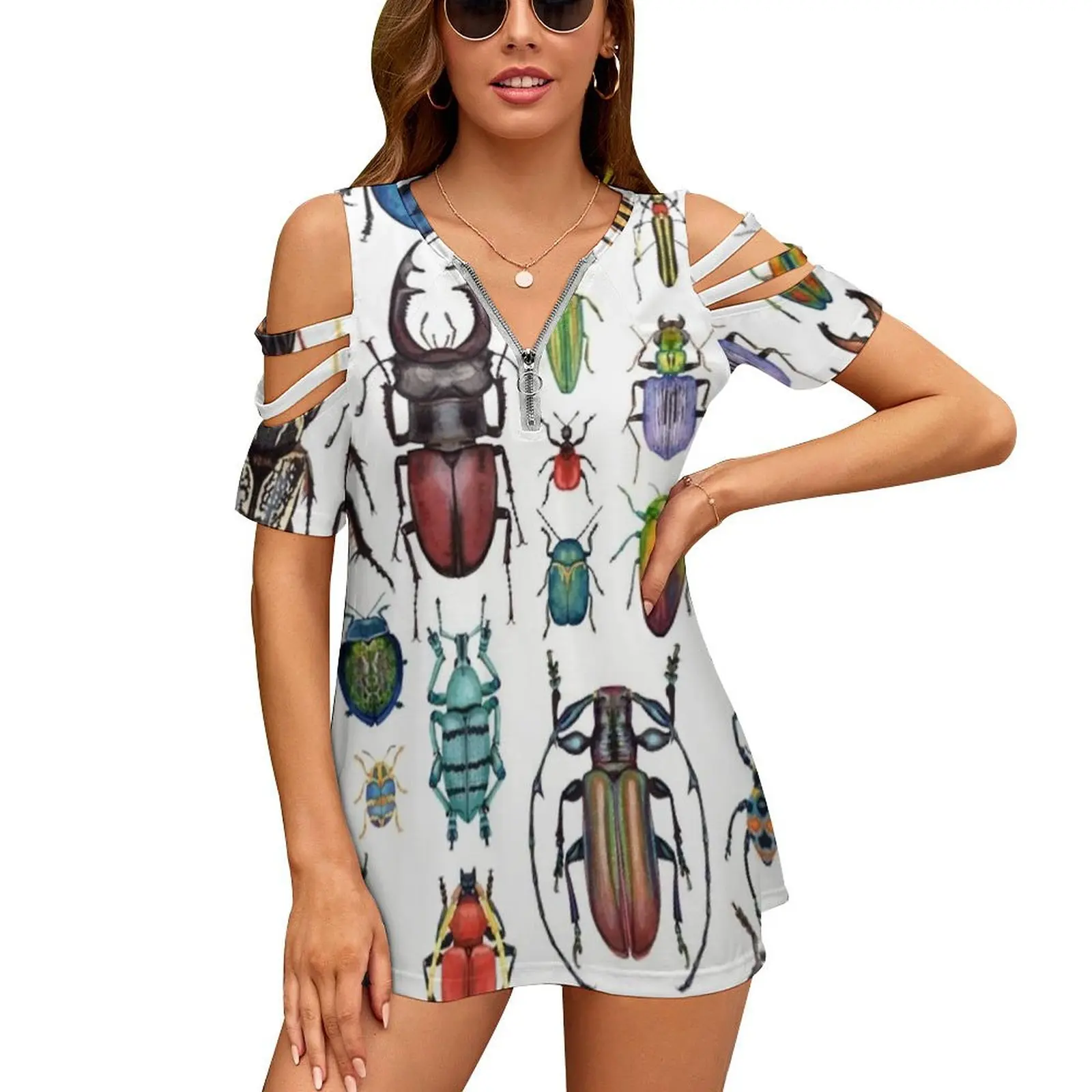 Beetle Collection Woman's T-Shirt Spring And Summer Printed T Shirts Various styles T-shirts Bugs Beetles Beetle Collection