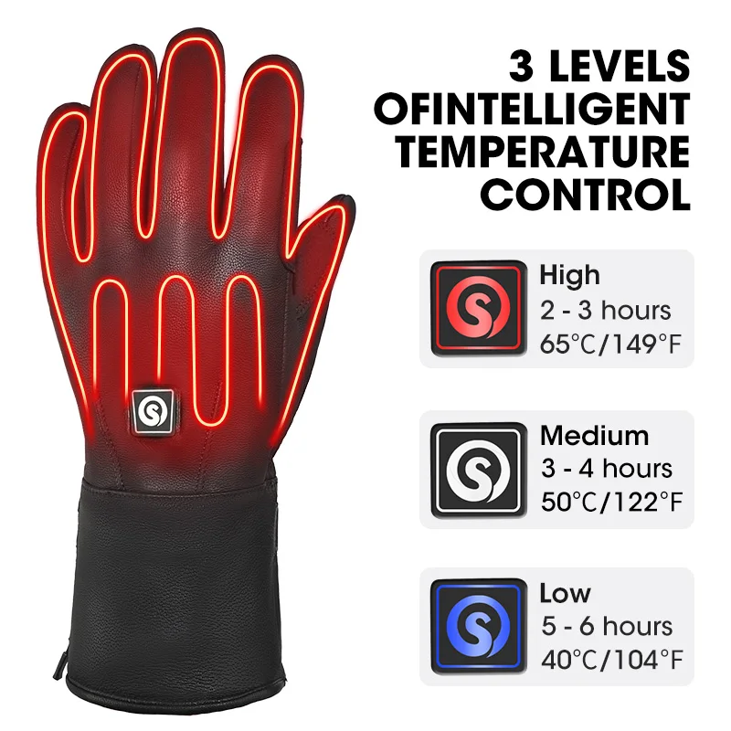 Women Horse Riding Heated Gloves Full Skin Leather Windproof Waterproof Heated Thermal Horse Gloves for Men view 3