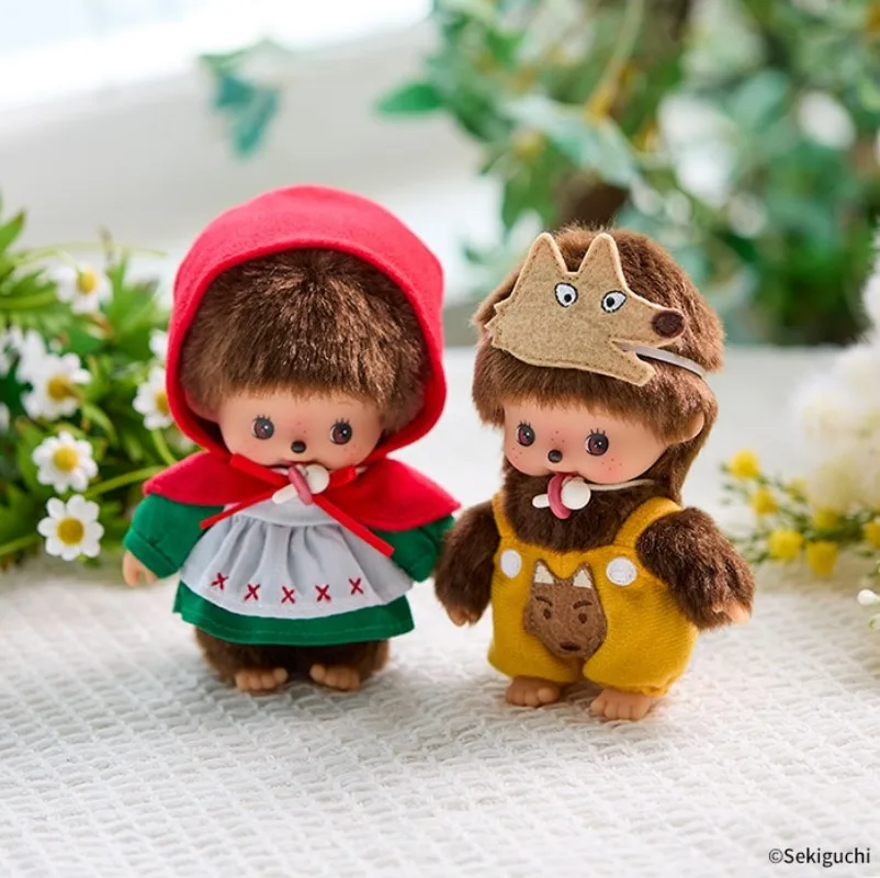 Disponibile originale Monchhichi bambola di peluche in vinile Cappuccetto Rosso serie Big Bad Wolf bambola carina pagliaccetto alla moda regalo carino