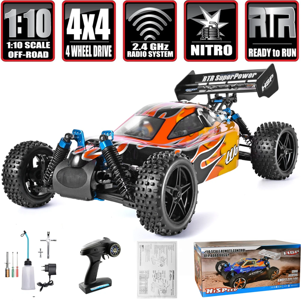 HSP RC Car 1:10 Scale 4wd Off Road Buggy Two Speed Nitro Gas Power Remote Control Car 94106 Warhead Hobby Toys