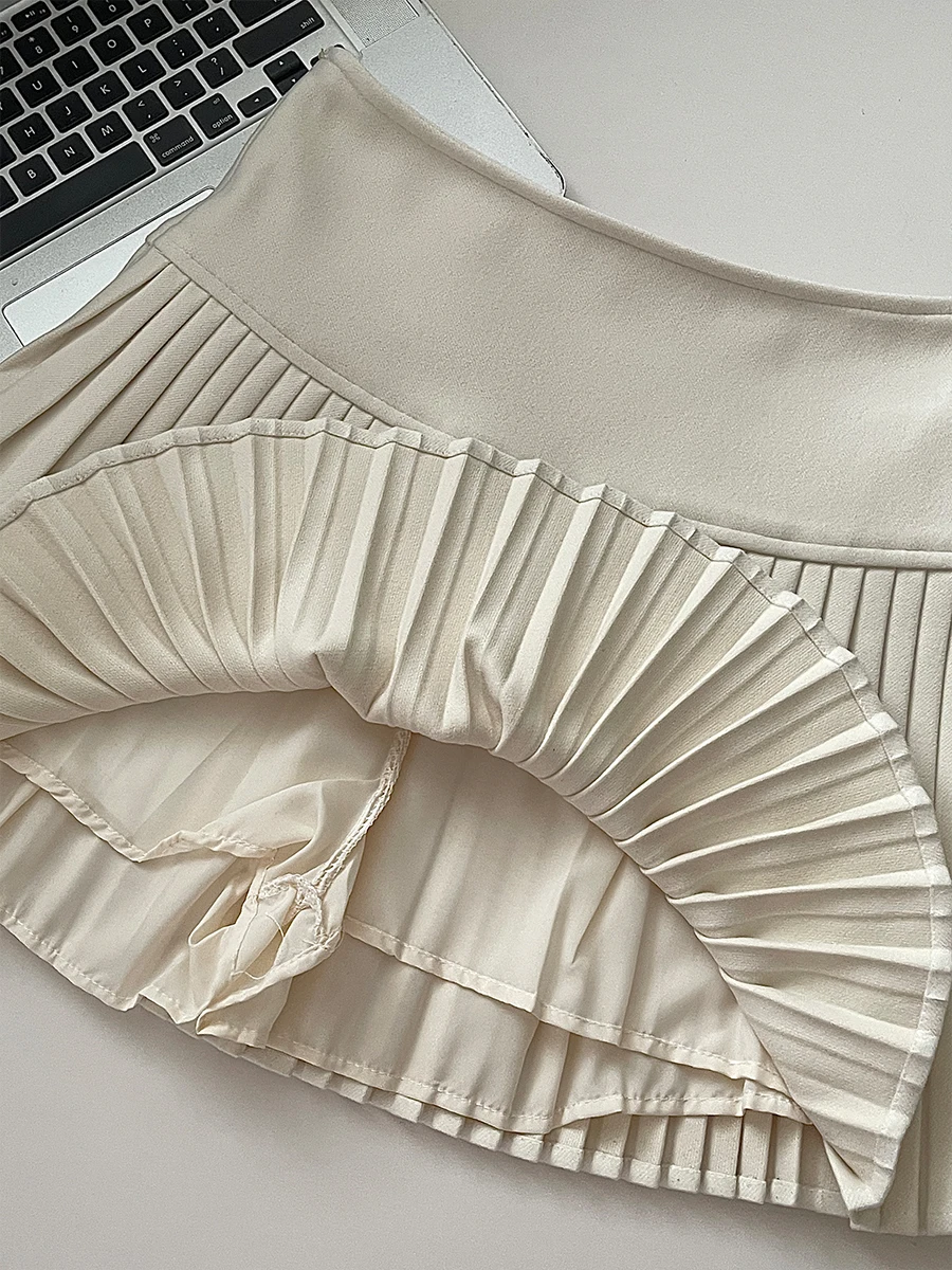 Y2K Pleated Skirt Women Accordion Pleat Mini Skirt with Bulit-in Shorts Tennis Skirt Miniskirt Teen-girl Fall Winter Outfit