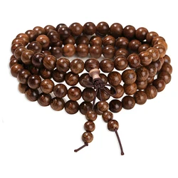Natural Wooden Bead Bracelets for Women and Men Sandalwood 8mm 108 Mala Round Beads Buddhist Prayers Meditation Elastic Bracelet