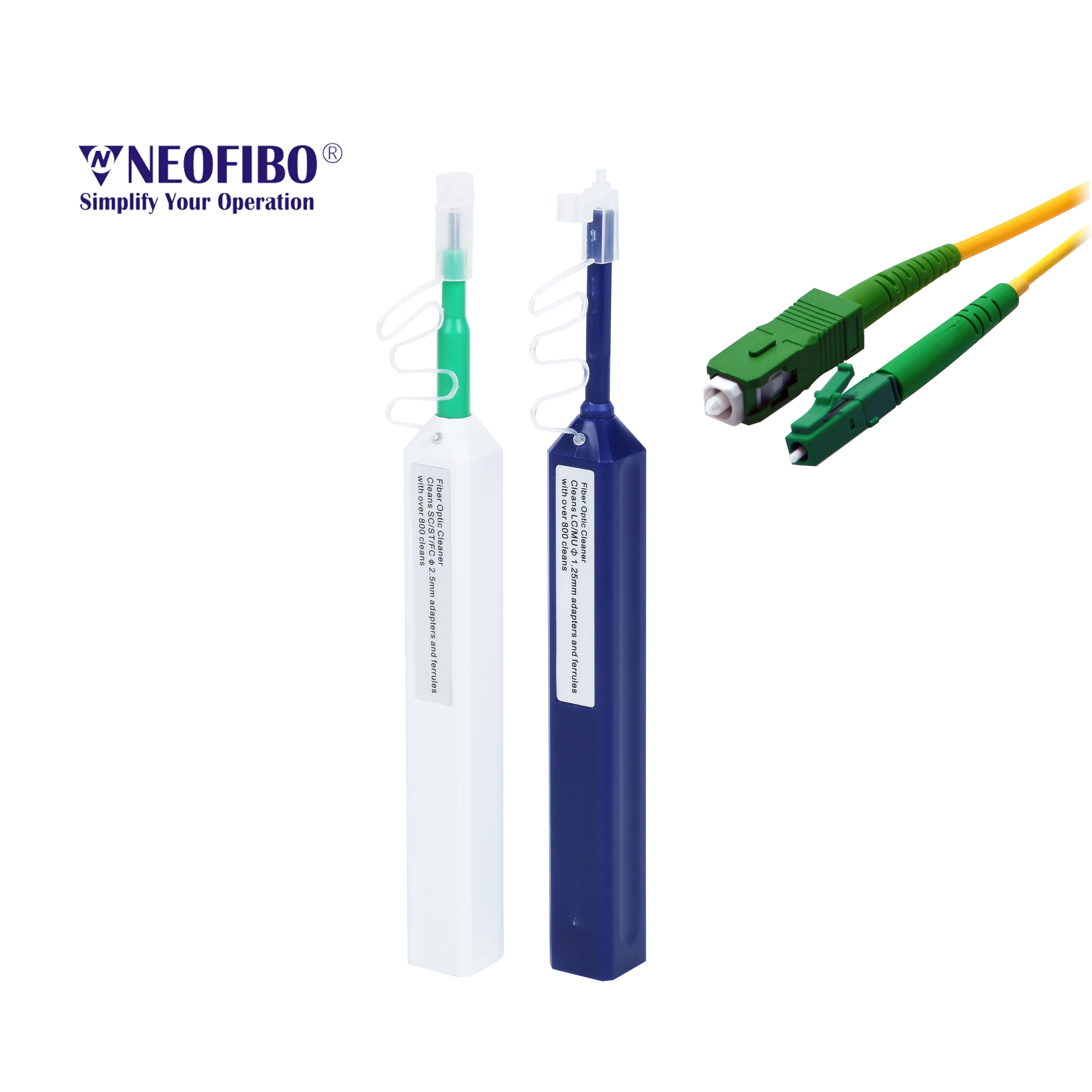 Neofibo LC-125-C LC Optical Patch Cord Pen Type Clean Tool Fiber Connector Cleaning Pen One Click Optic Fiber Cleaner