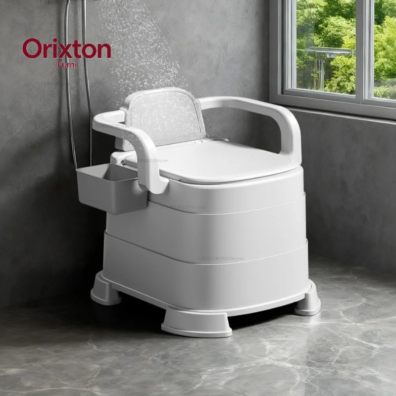 Commode Chair with Wheels Portable Toilet Seat Adjustable Height Mobile Bedside Potty for Elderly Pregnancy