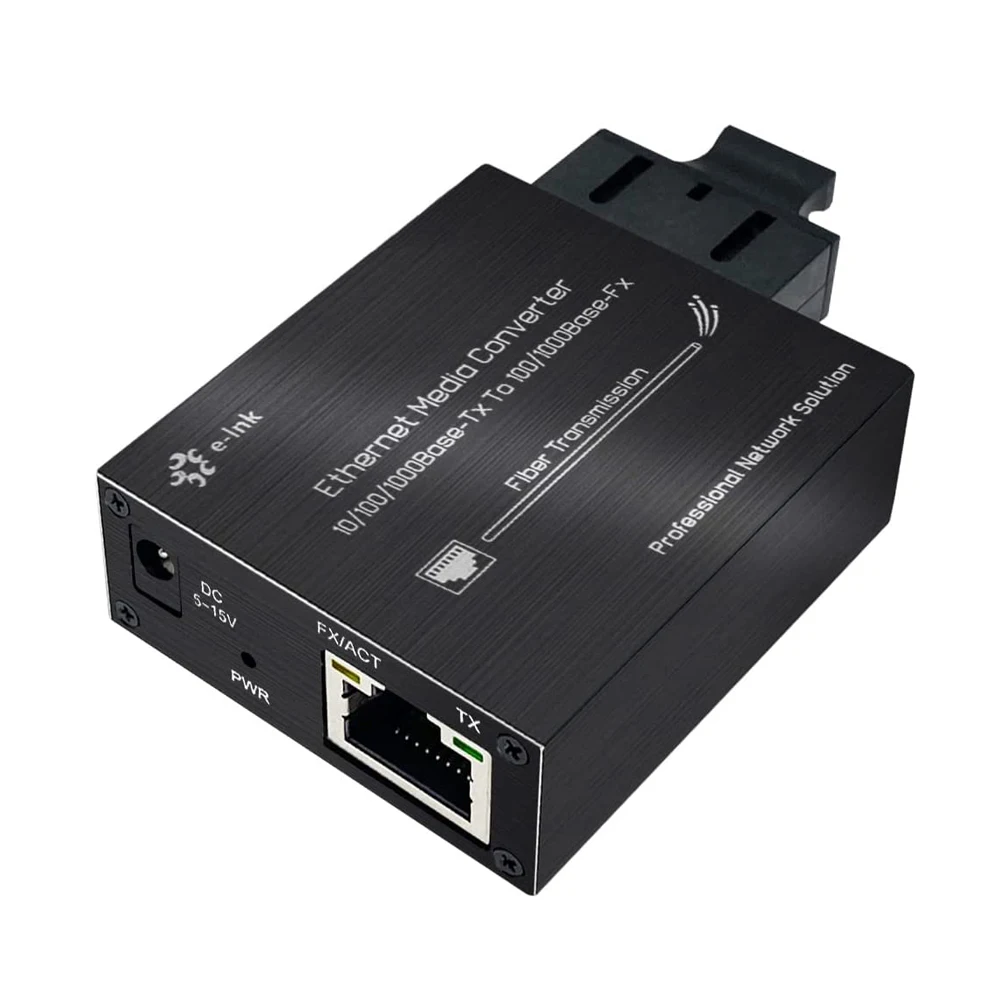 

Micro Gigabit Fiber Media Converter, 10/100/1000Mbps Ethernet to SC, 1310nm SM 20km, DC 5V USB-C Powered, Ultra Compact
