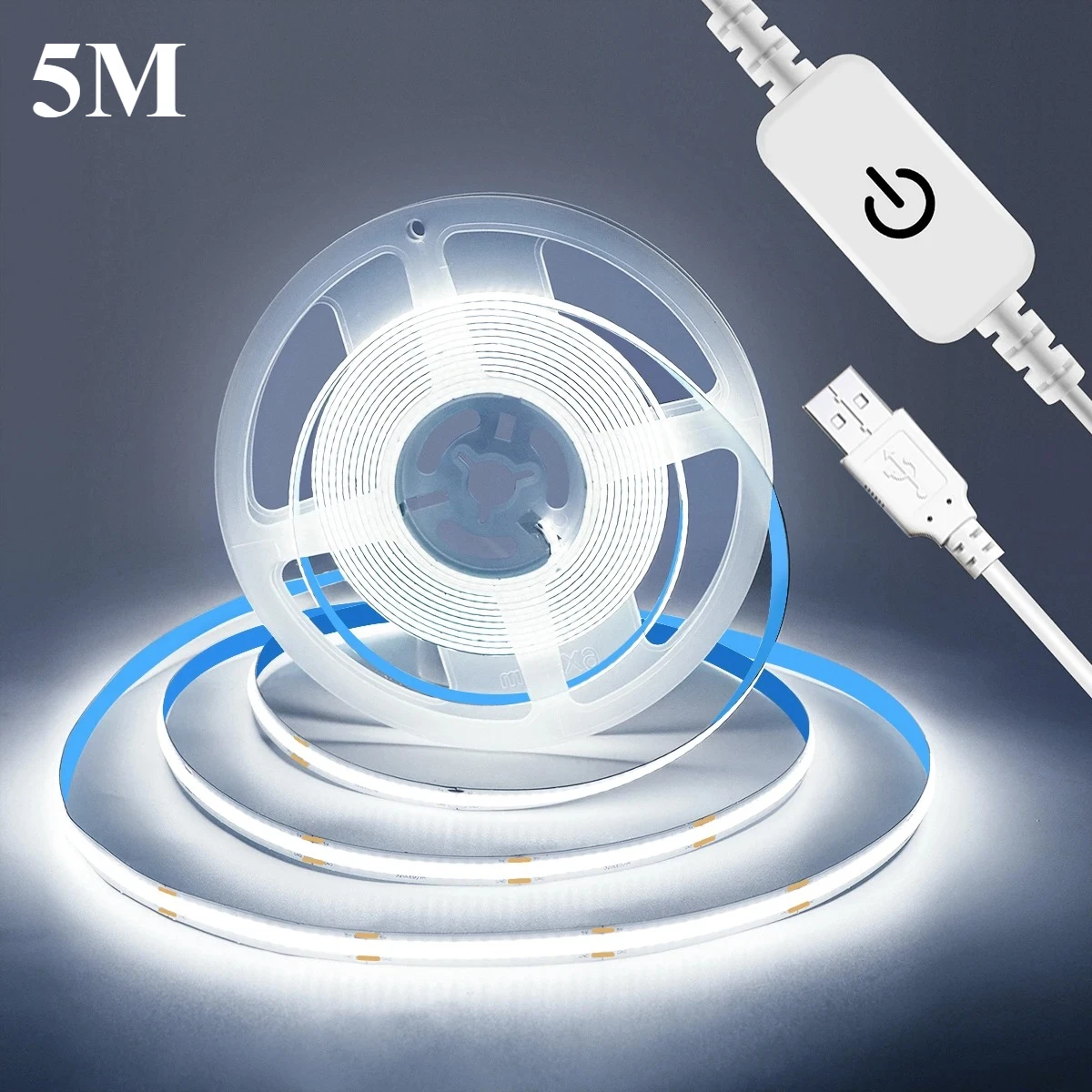USB 5V LED Strip Licht COB Touch Dimmer Controle Lamp Hoge Dichtheid RA90 Flexibele Tape Verlichting 320 Leds/m Voor Thuis Kast Decor