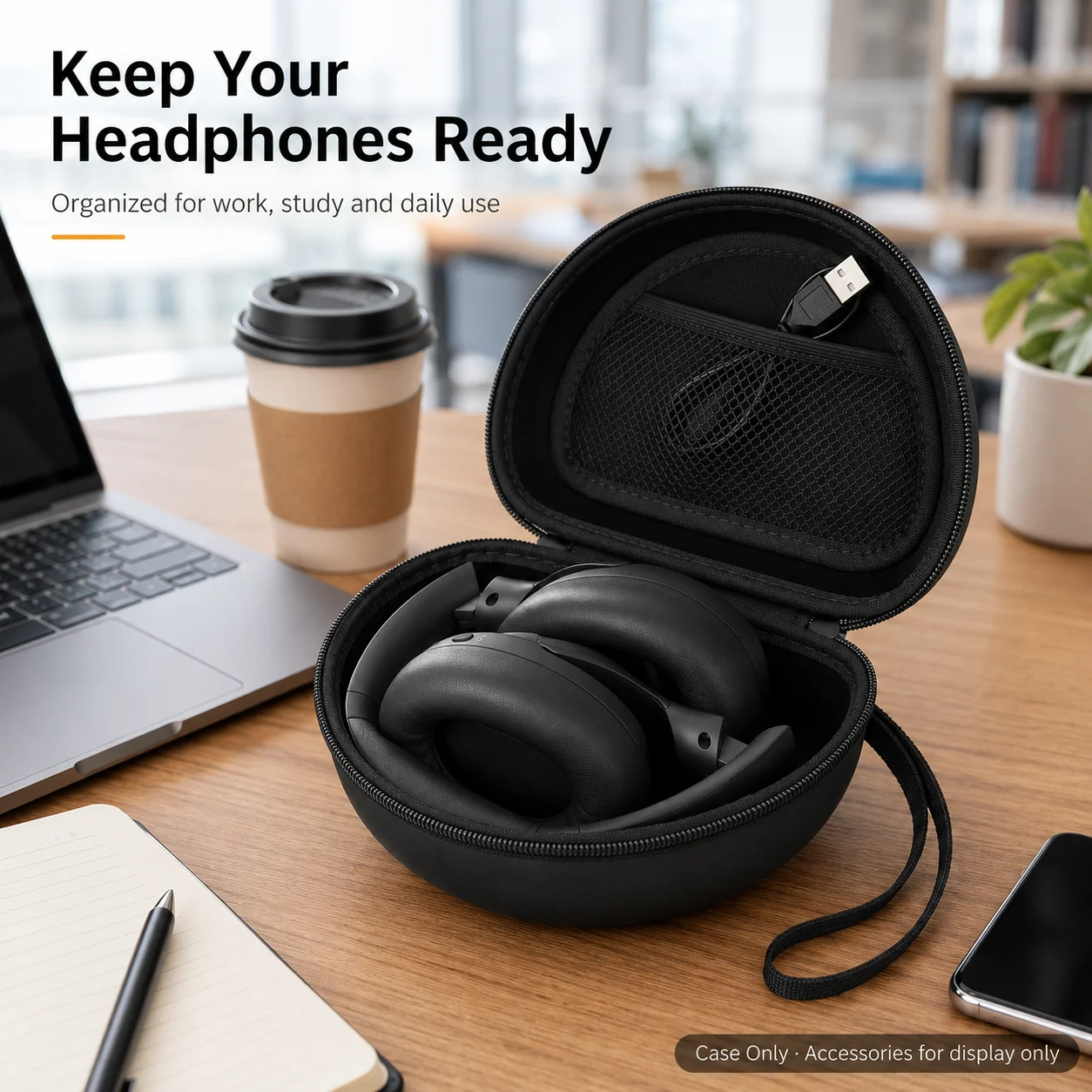 Estuche rígido para auriculares JBL Tune 520BT 510BT, compatible con TOZO HT3, Picun B8, JLab JBuds Lux ANC, Beats, bolsa de viaje plegable (solo la bolsa)