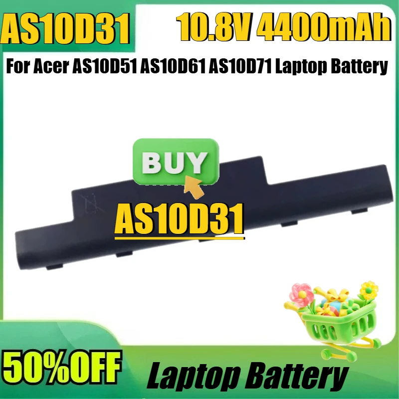 

Новая аккумуляторная батарея для ноутбуков Acer AS10D51, AS10D61, AS10D71 и Packard Bell TK81, TK83, TK85, TK87, AS10D31, 10.8В, 4400мАч, 48Втч