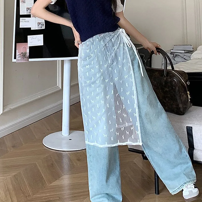 Zomer Wit Geweven Kanten Rok Gordijn Mode Y2K Halve Rok Butt Gordijn Rok Kleine Schort Zoete Trim Schort Hoofdtooi Cadeau