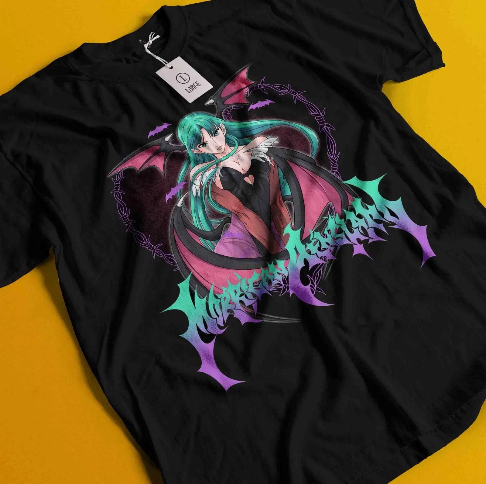 Morrigan Aensland  Darkstalkers Anime Succubus Graphic T-Shirt Cotton Men Women Streetwear Tee