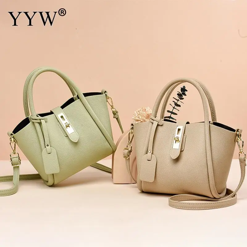 Lychee Pattern PU Leather Tote Handbags Concise Women Large Capacity Top Handle Bags Designer Crossbody Shoulder Messenger Purse