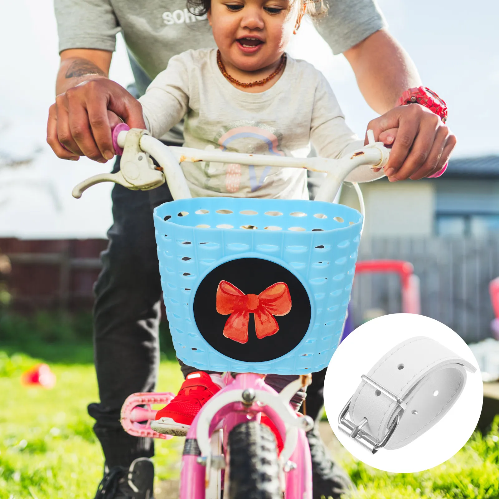 1Pair Adjustable Detachable Bike Front Basket Strap Cycling Basket Belt Convenient Durable Bike Holder Strap