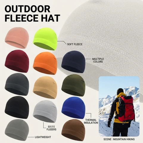 Unisex Autumn Winter Fleece Hat for Sports Cold Windproof Warm Outdoor Cap for Climbing Cycling Skiing Running
