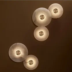 Luxury Spanish Natural Marble Wall Lamp Living Room TV Background Wall All Copper Bedroom Bedside Led Light Home Decor Lighting