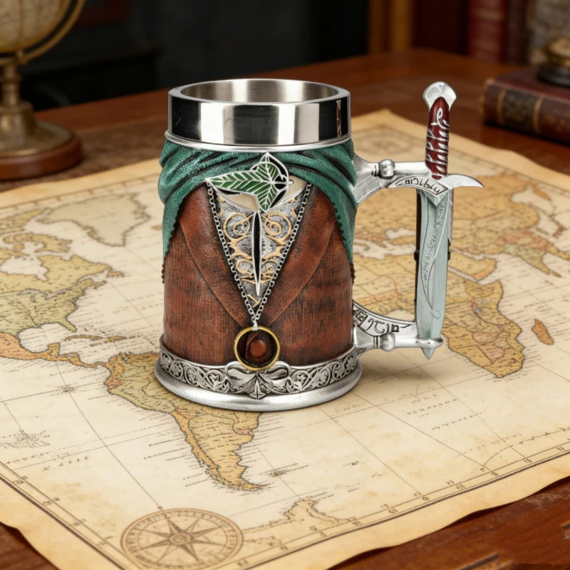 Retro magic beer stainless steel liner three-dimensional relief medieval style bar coffee cup creative gift cup