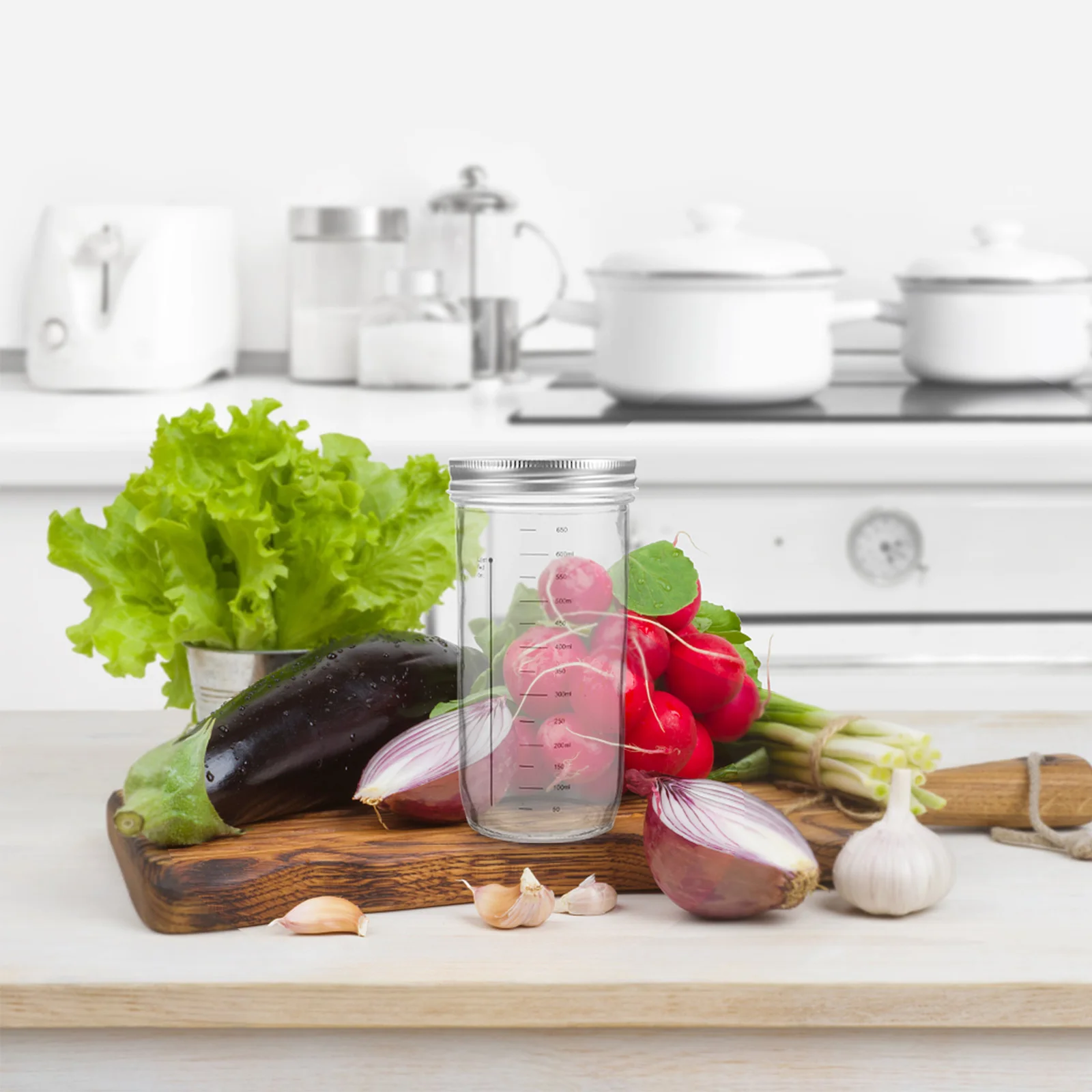 

730Ml Fermentation Jar Airtight Glass Jar for Chili Sauce Pickles Jam Making Wide Mouth Food Grade Storage Container Kitchen