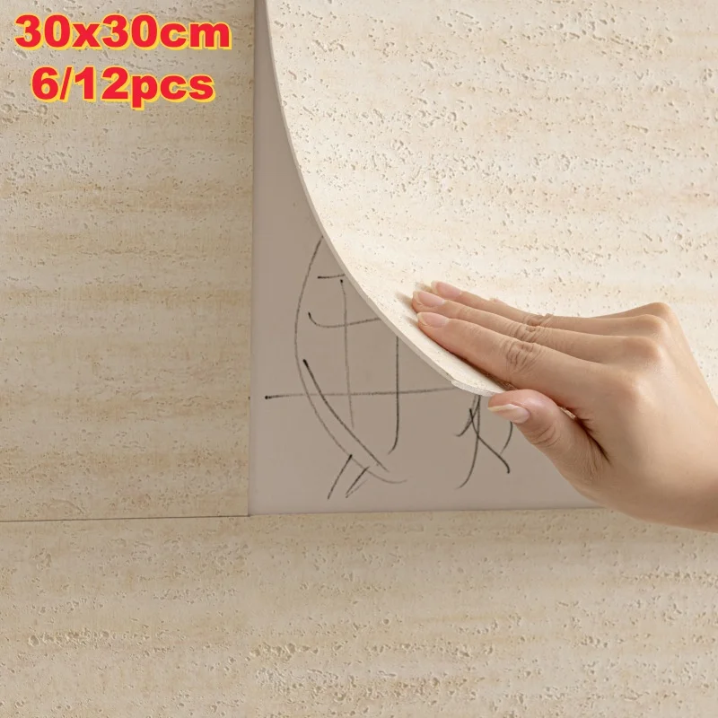 Flexible Stone Texture Self-adhesive Wallpaper Imitation Travertine Wall Stickers for Decorate Kitchen Living Rooms Dining Rooms